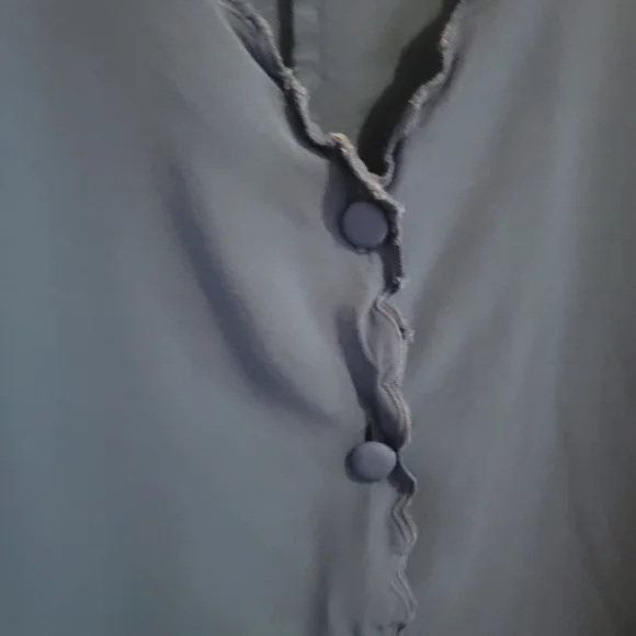 Soft Surrounding Sapphire Embroidered Trim Button Up Blouse Top - Picture 12 of 13